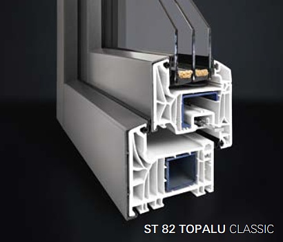 Kunststofffenster XT82 im Schnitt